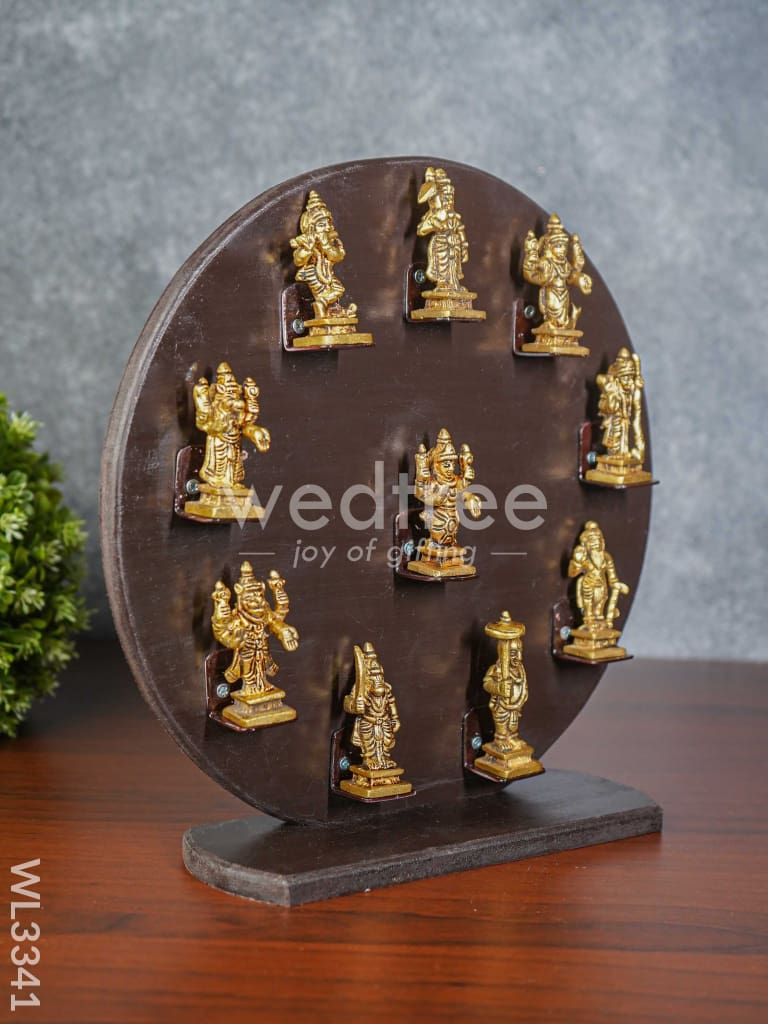 Brass Dasavathar Idols with Wooden Frame - WL3341