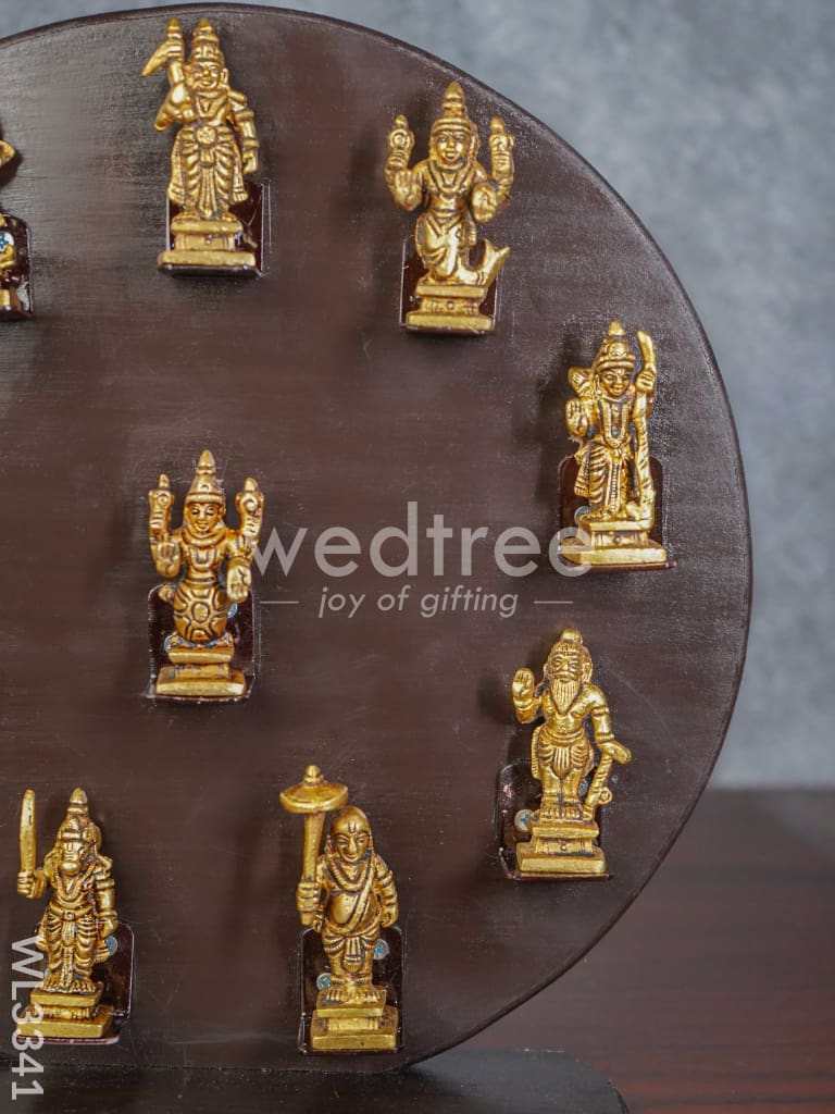 Brass Dasavathar Idols with Wooden Frame - WL3341