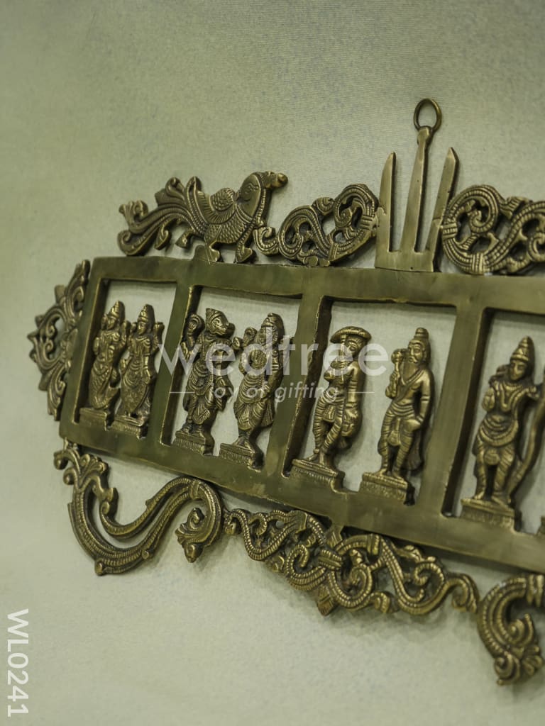 Brass Dasavathar Wall Hanging (Single Frame) - Brown Antique Finish - WL0241
