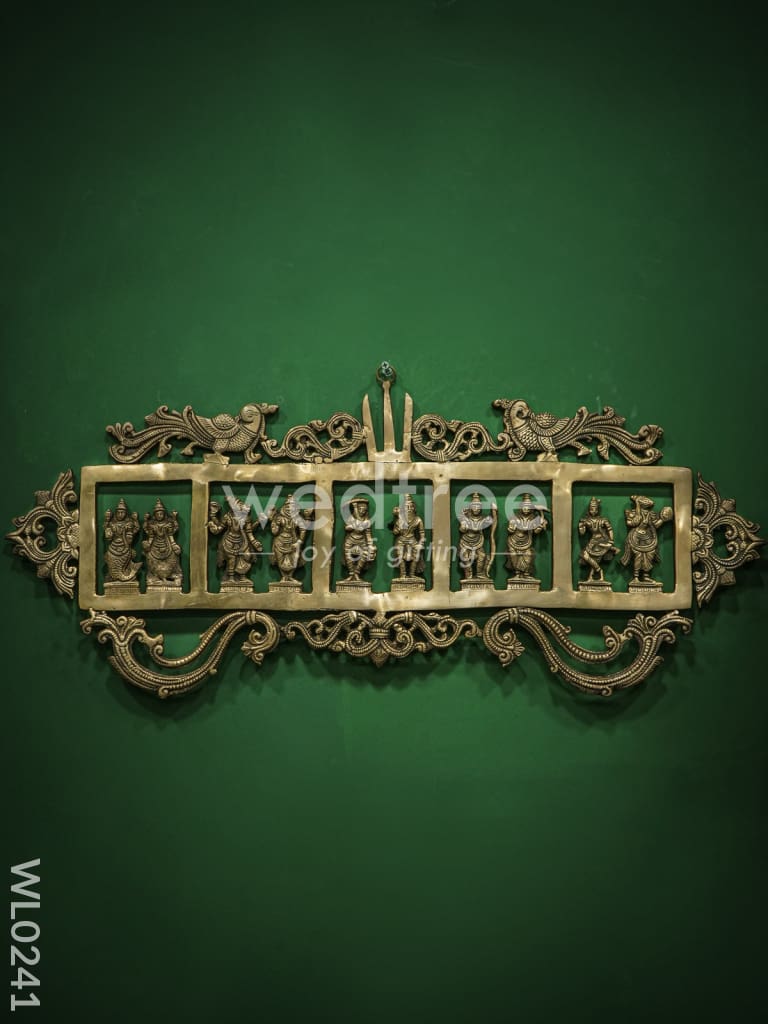 Brass Dasavathar Wall Hanging (Single Frame) - Brown Antique Finish - WL0241