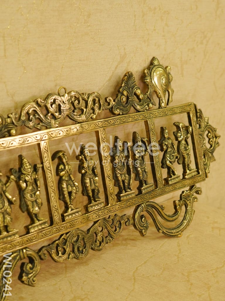 Brass Dasavathar Wall Hanging (Single Frame) - Brown Antique Finish - WL0241