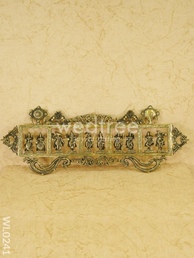 Brass Dasavathar Wall Hanging (Single Frame) - Brown Antique Finish - WL0241