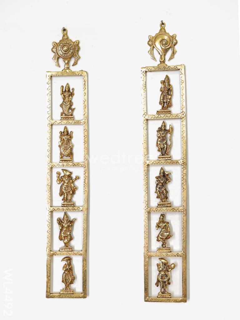 Brass Dasavatharam Vertical Frame with Shank Chakra - Set of 2 - WL4492
