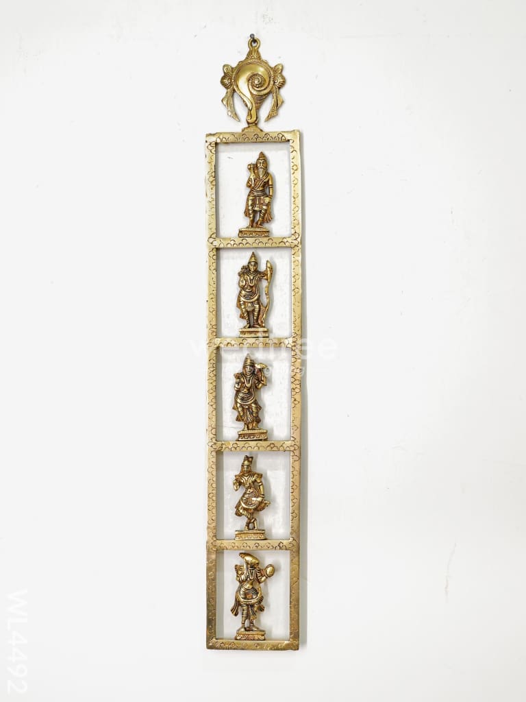 Brass Dasavatharam Vertical Frame with Shank Chakra - Set of 2 - WL4492
