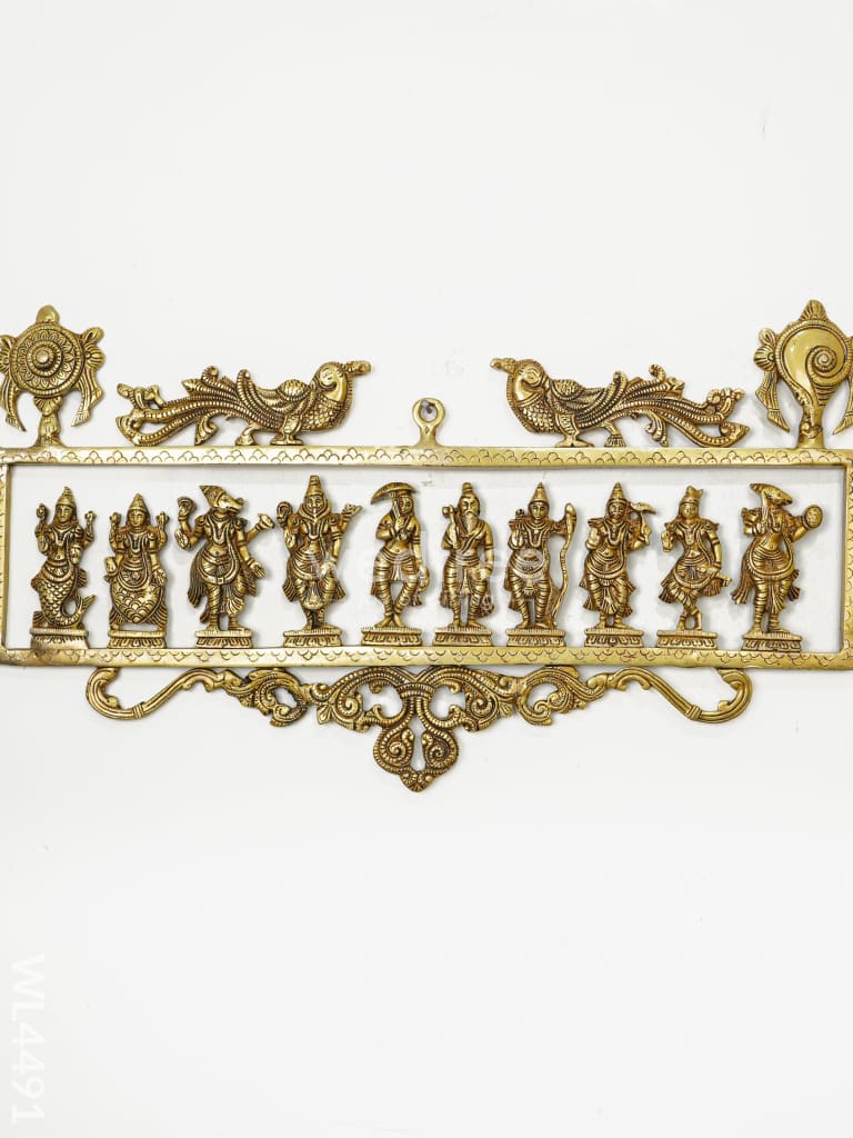 Brass Dasavatharam with Shank Chakra And Peacock - WL4491