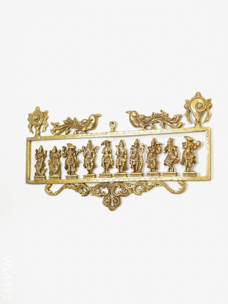 Brass Dasavatharam with Shank Chakra And Peacock - WL4491