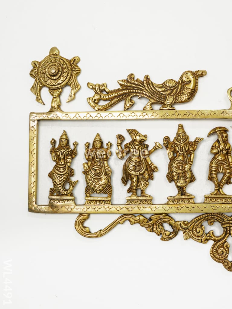 Brass Dasavatharam with Shank Chakra And Peacock - WL4491