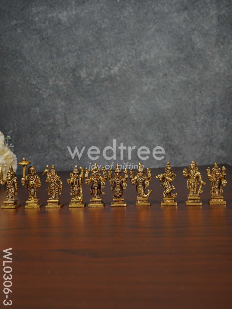 Brass Dashavathar Idols (Brown Antique Finish) - 2.3 inch - WL0306-3