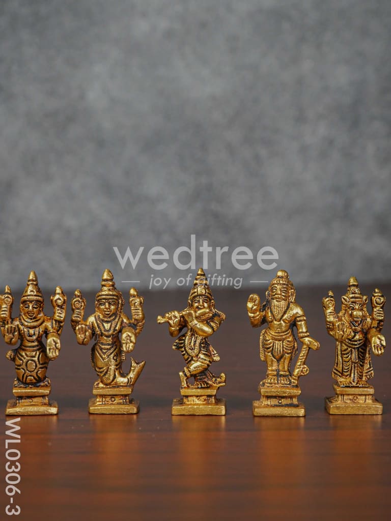 Brass Dashavathar Idols (Brown Antique Finish) - 2.3 inch - WL0306-3