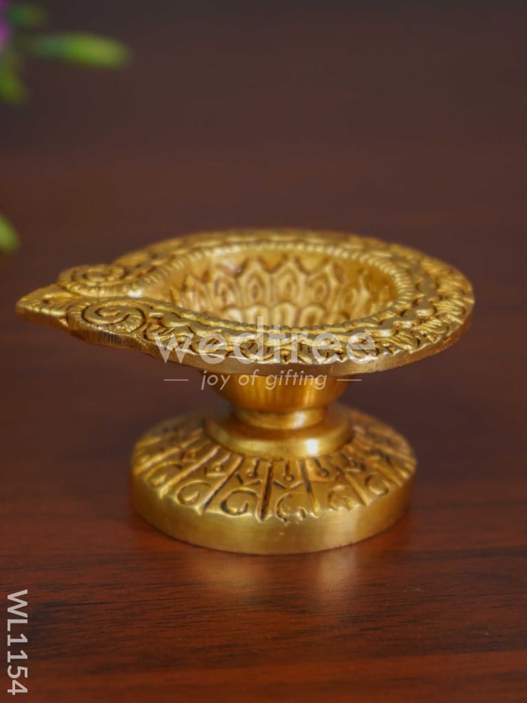 Brass Designer Diya - Brown Antique Finish - WL1154
