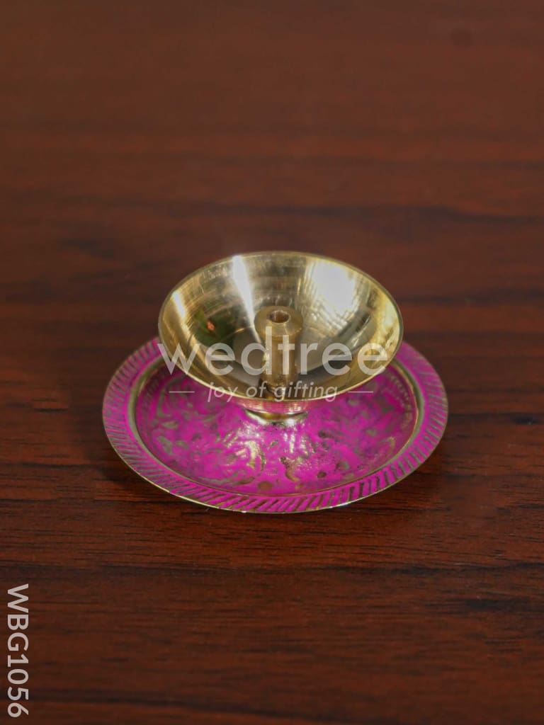 Brass Diya with Coloured Base - WBG1056