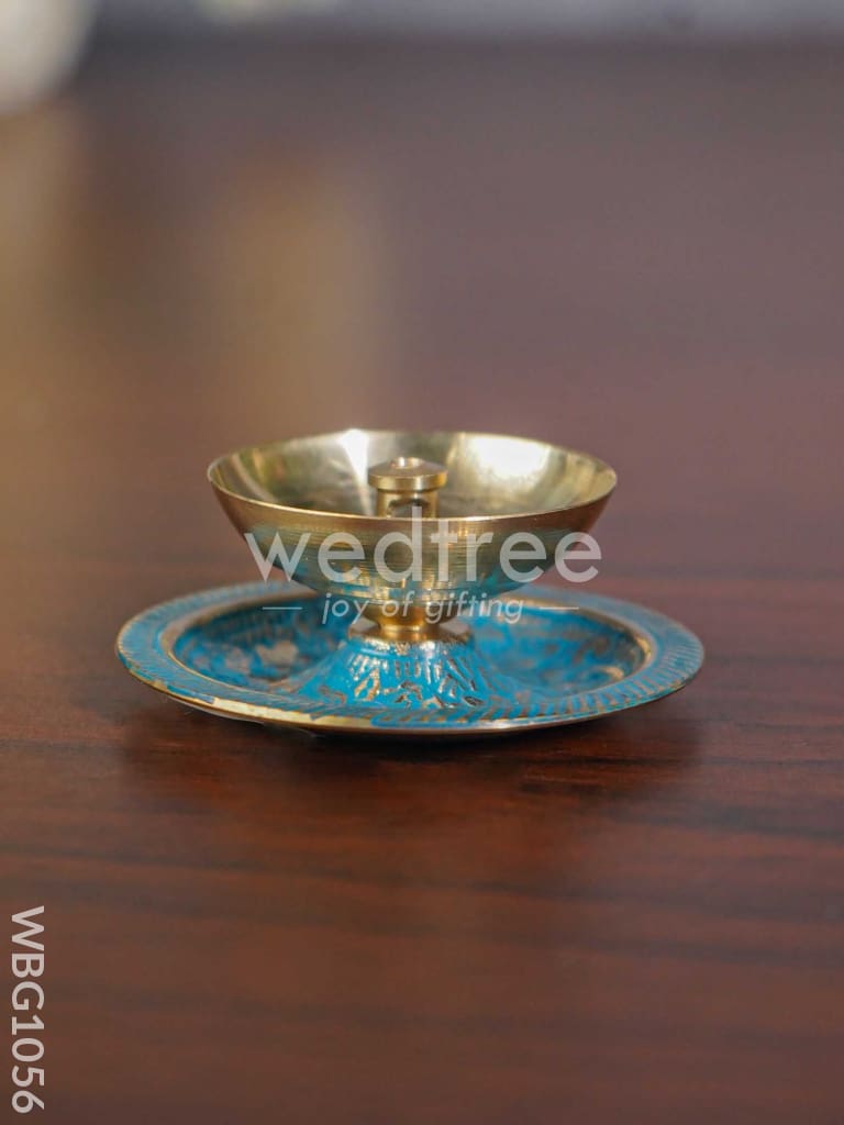 Brass Diya with Coloured Base - WBG1056