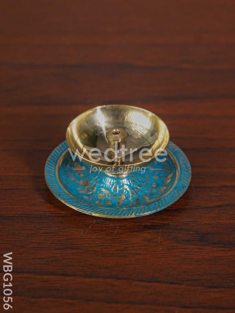 Brass Diya with Coloured Base - WBG1056