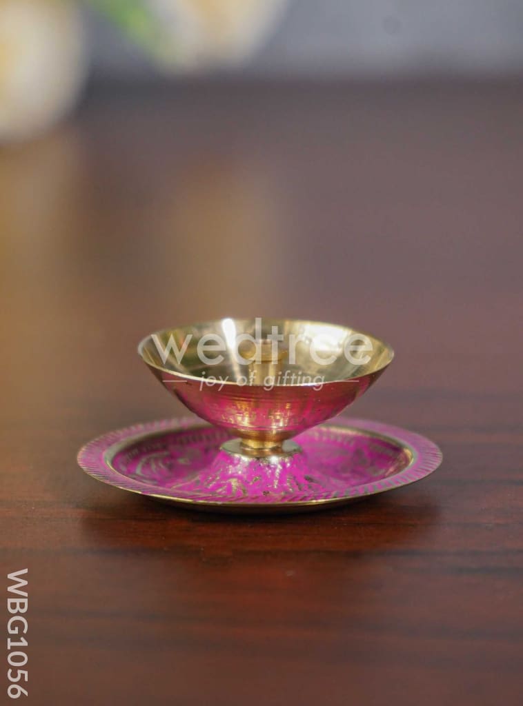 Brass Diya with Coloured Base - WBG1056