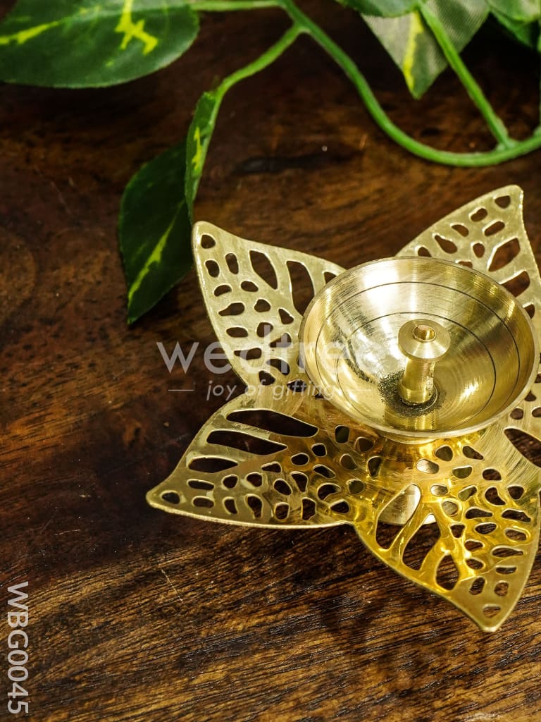 Brass Diya with Five Brass Leaves - WBG0045