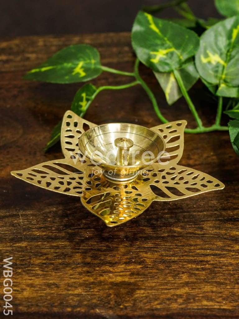 Brass Diya with Five Brass Leaves - WBG0045