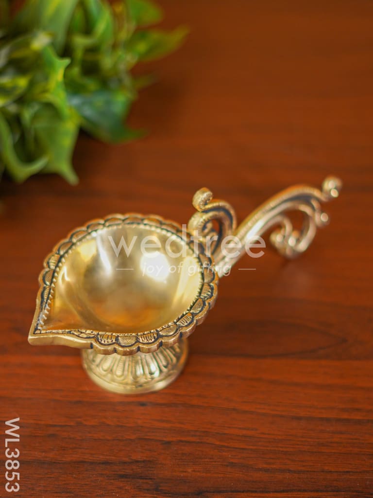 Brass Diya with Handle (Superfine Finish) - WL3853