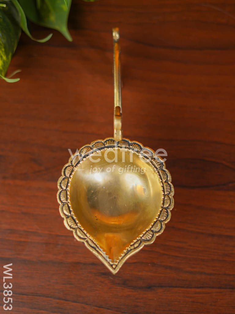 Brass Diya with Handle (Superfine Finish) - WL3853