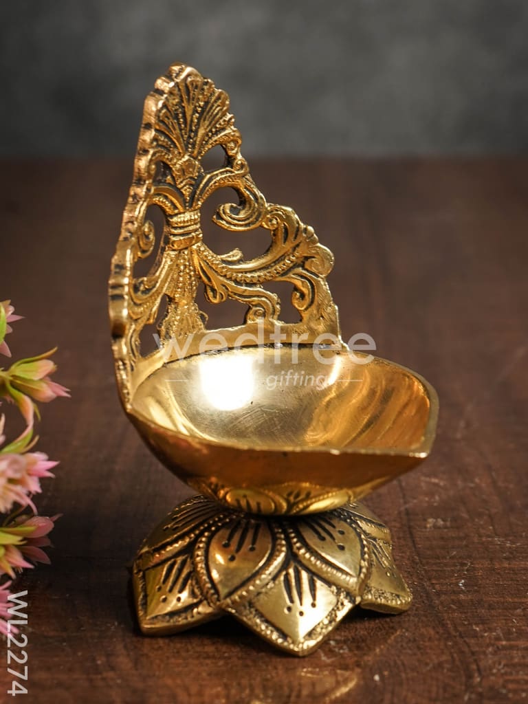 Brass Diya with Lotus Base - WL2274