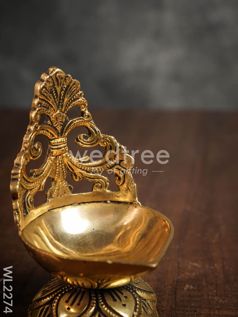 Brass Diya with Lotus Base - WL2274