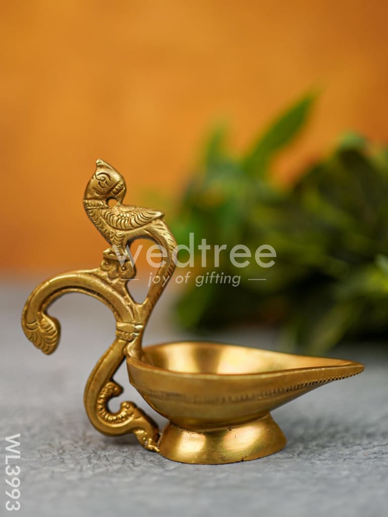 Brass Diya with Parrot - WL3993