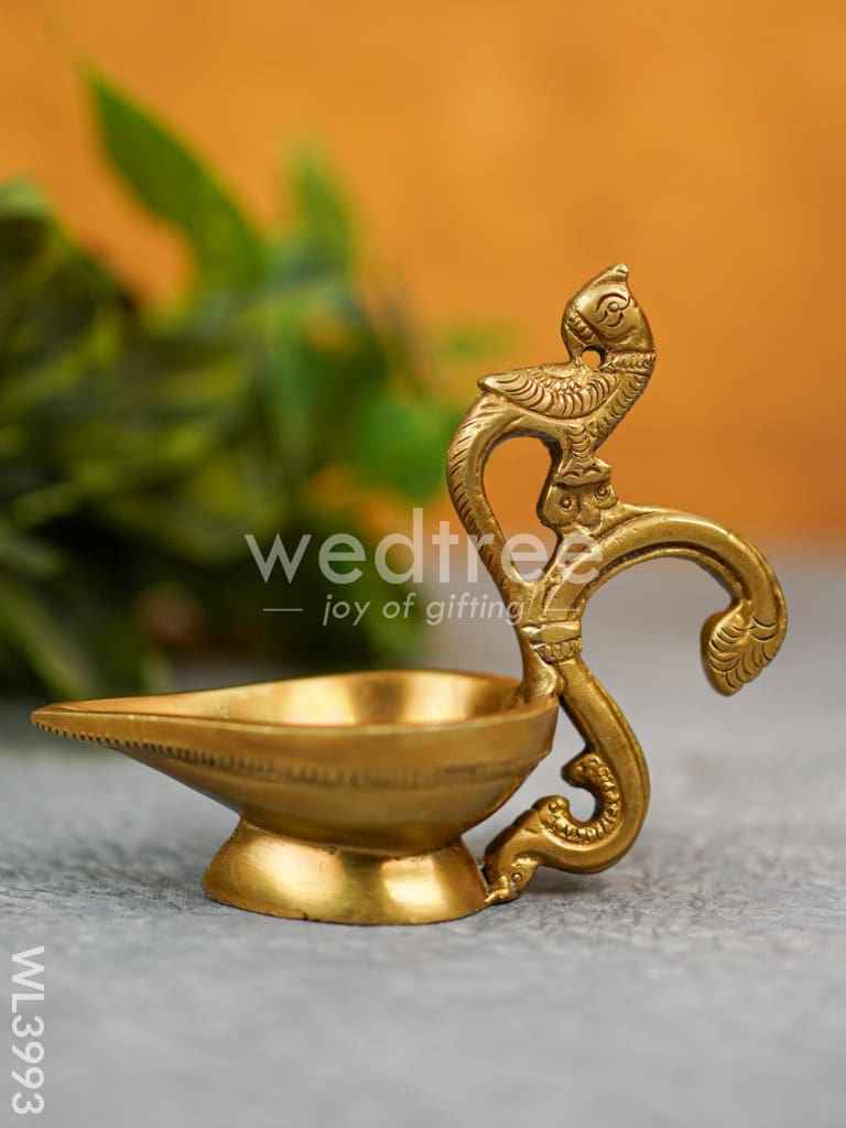 Brass Diya with Parrot - WL3993