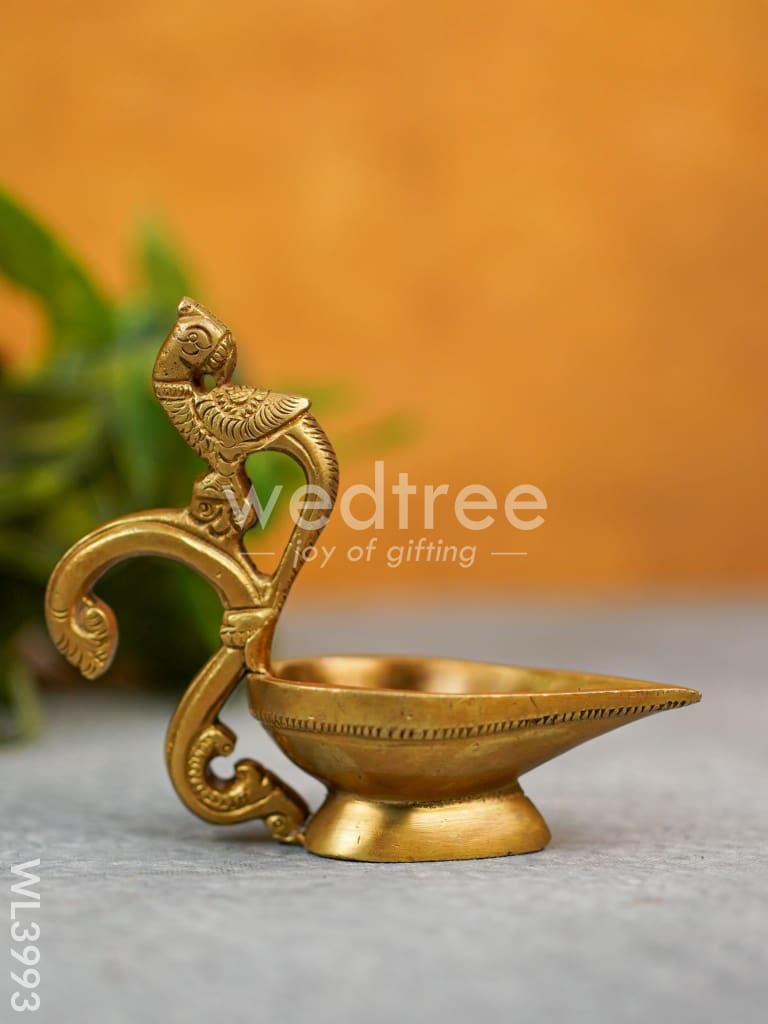 Brass Diya with Parrot - WL3993