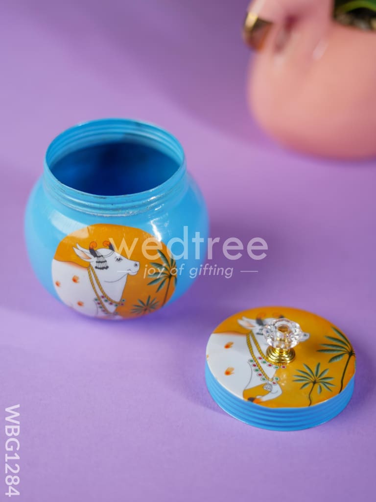 Brass Dry Fruit Jar with Pichwai Prints - WBG1284