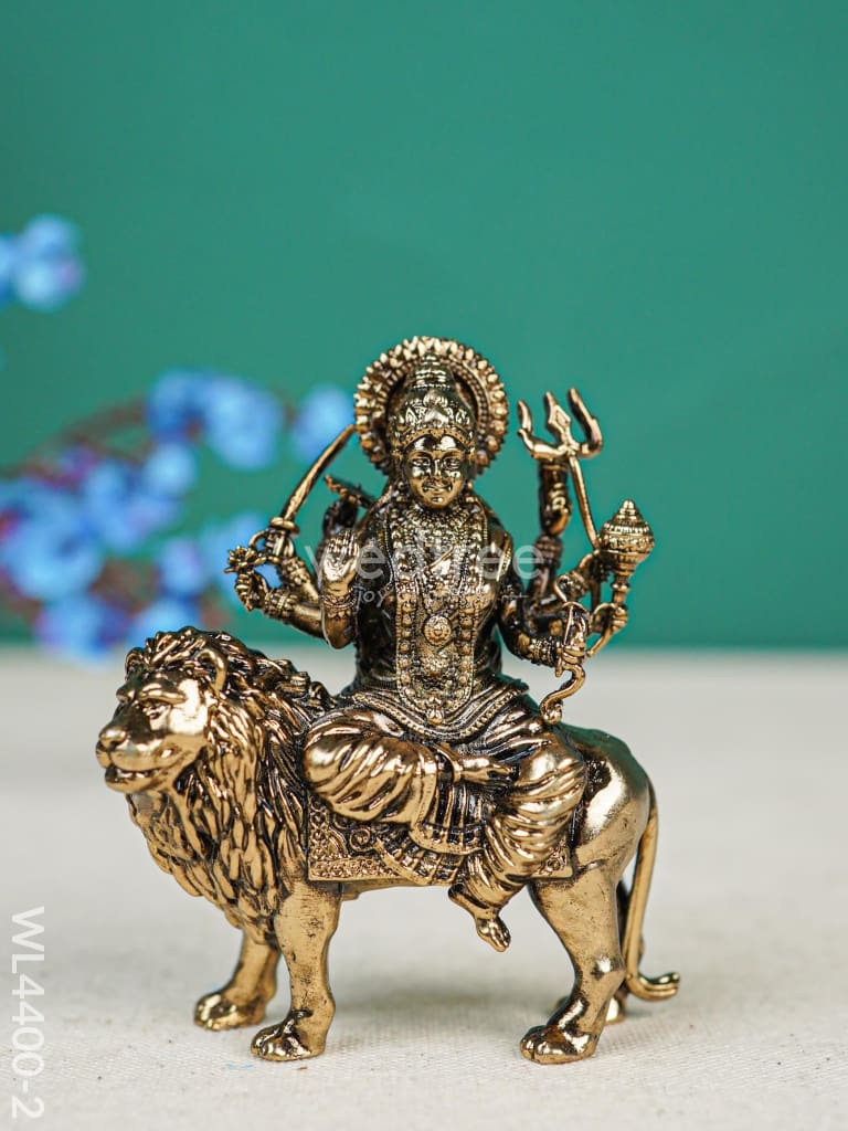 Brass Durga Maa With Lion Idol - WL4400