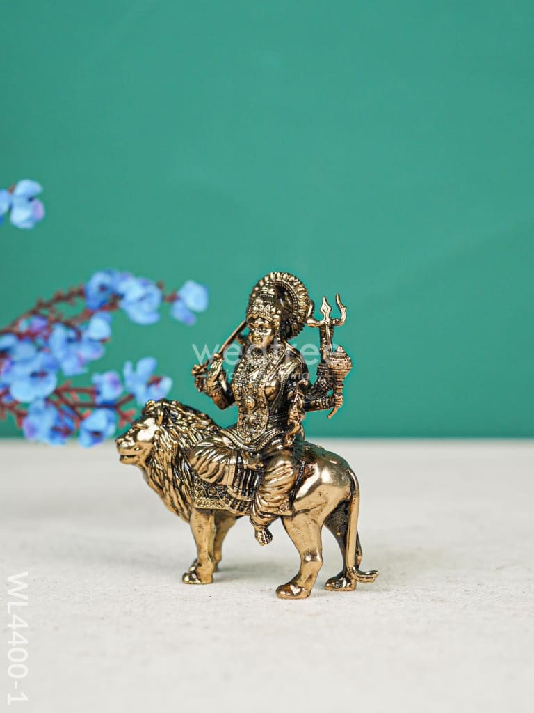 Brass Durga Maa With Lion Idol - WL4400