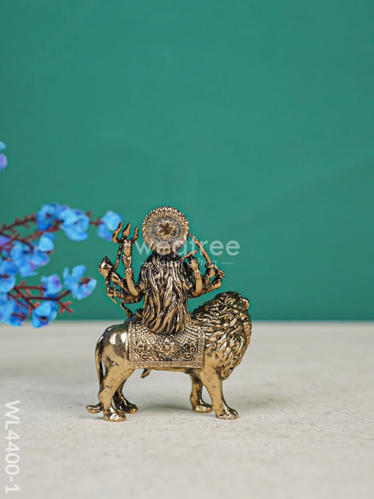 Brass Durga Maa With Lion Idol - WL4400