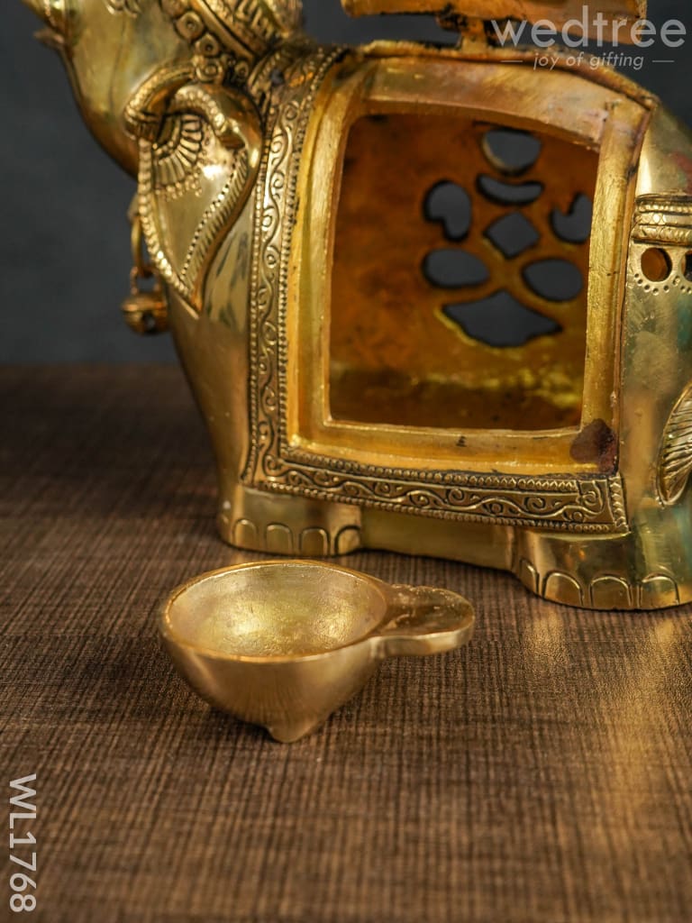 Brass Elephant Diya Holder - WL1768