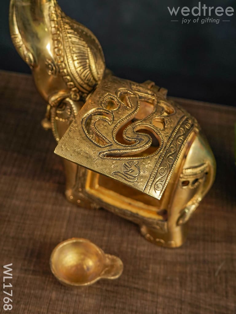 Brass Elephant Diya Holder - WL1768