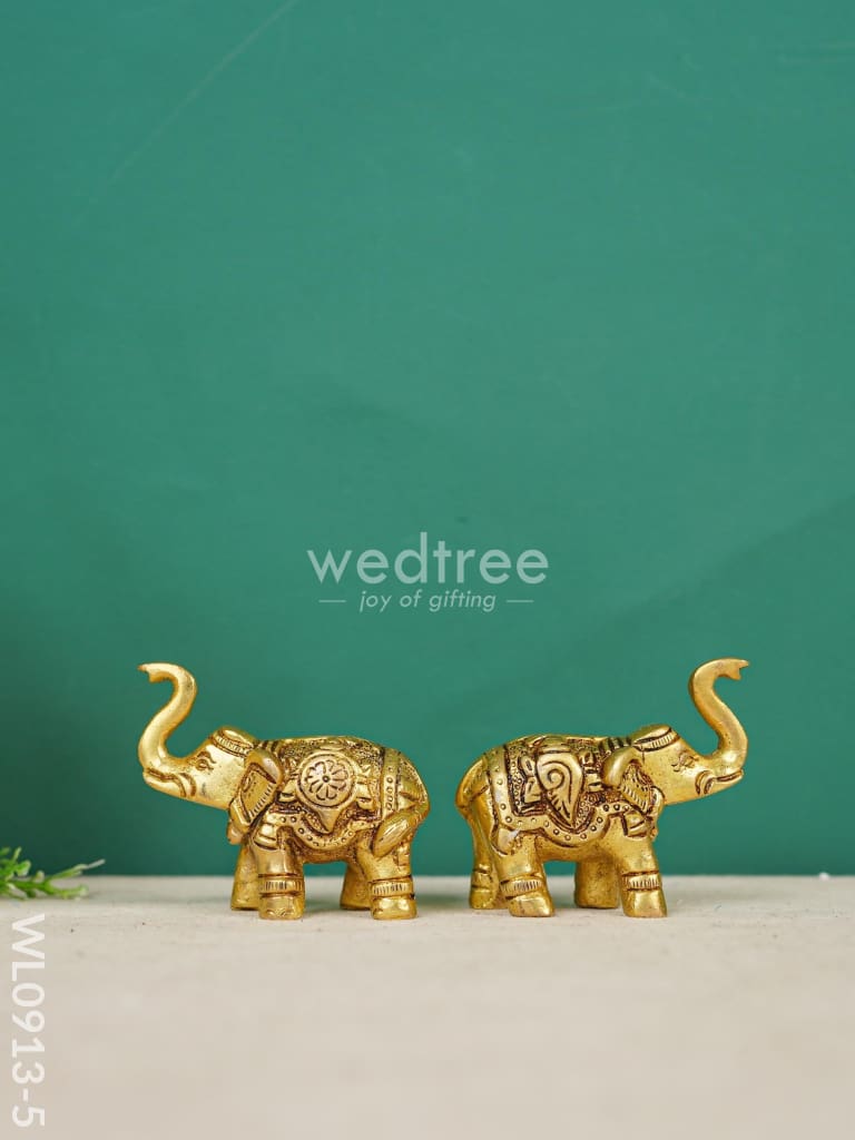 Brass Elephant (Set of 2) - Gold Antique Finish - WL0913-5