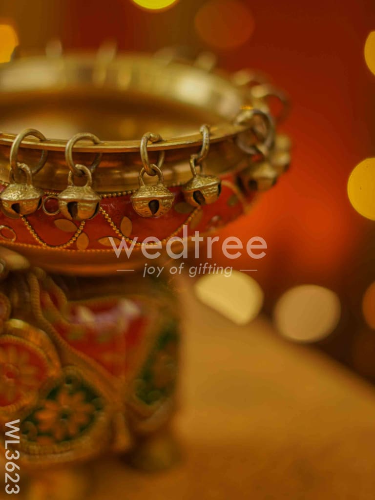Brass Elephant Urli with Meenakari Finish - WL3623
