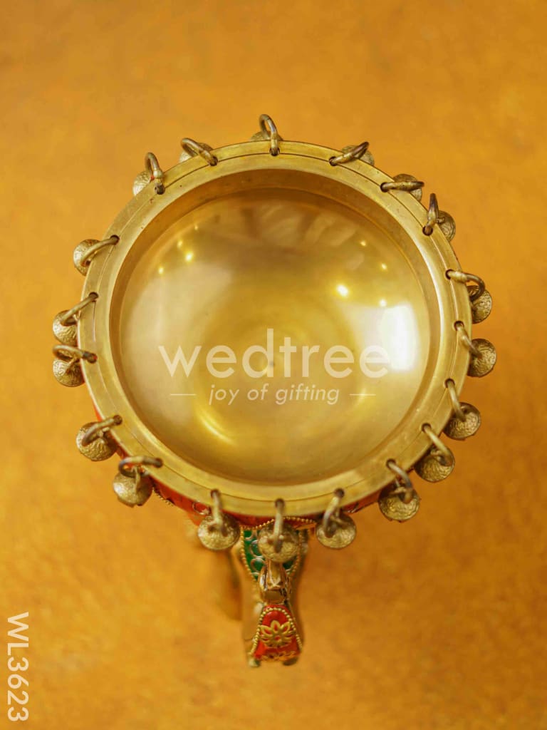Brass Elephant Urli with Meenakari Finish - WL3623