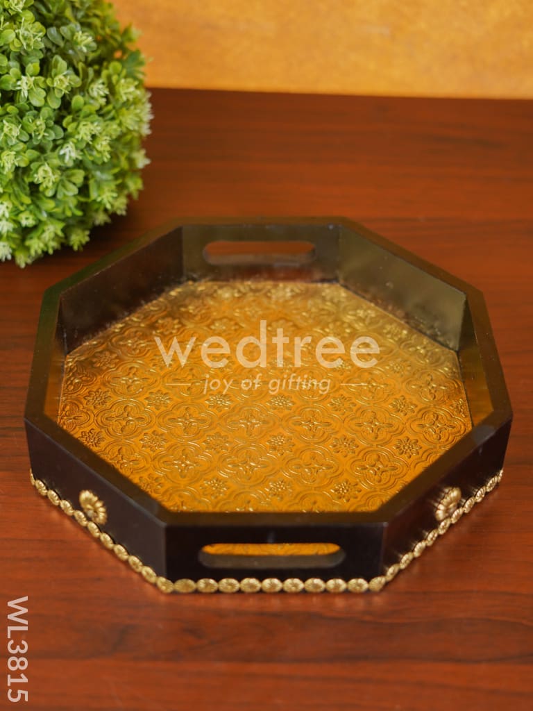 Brass Fitted Hexagon Shaped Tray - 11 inch - WL3815