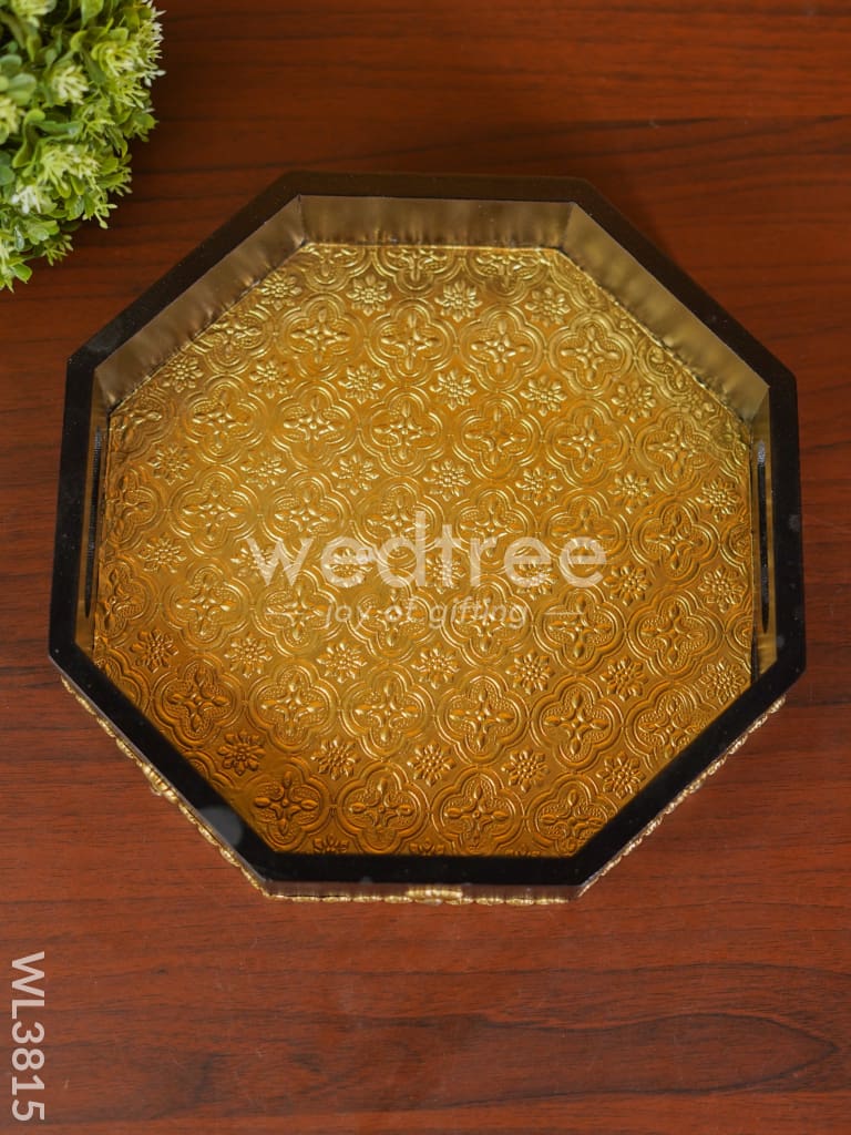 Brass Fitted Hexagon Shaped Tray - 11 inch - WL3815