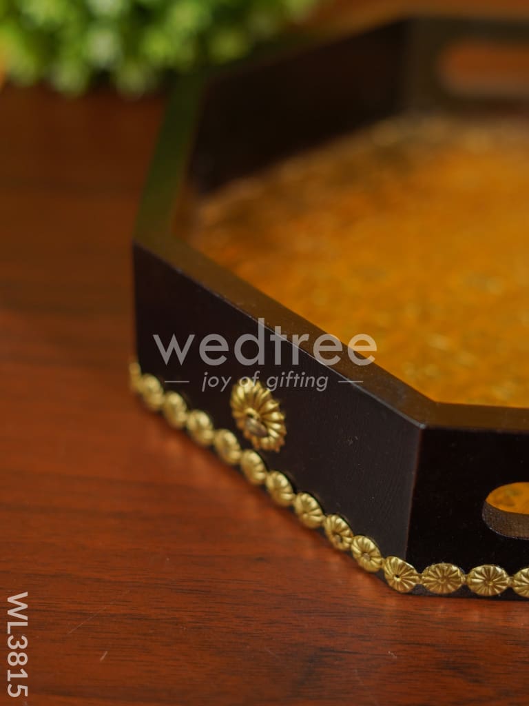 Brass Fitted Hexagon Shaped Tray - 11 inch - WL3815