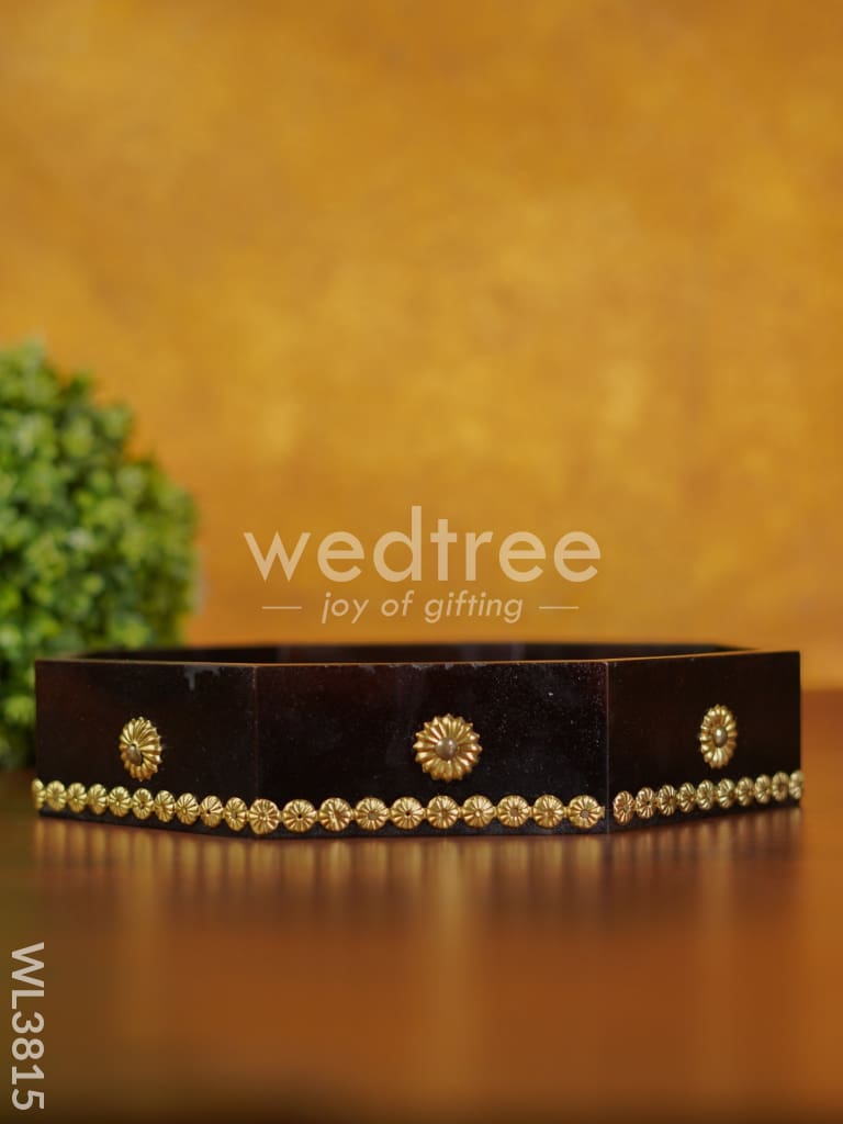 Brass Fitted Hexagon Shaped Tray - 11 inch - WL3815