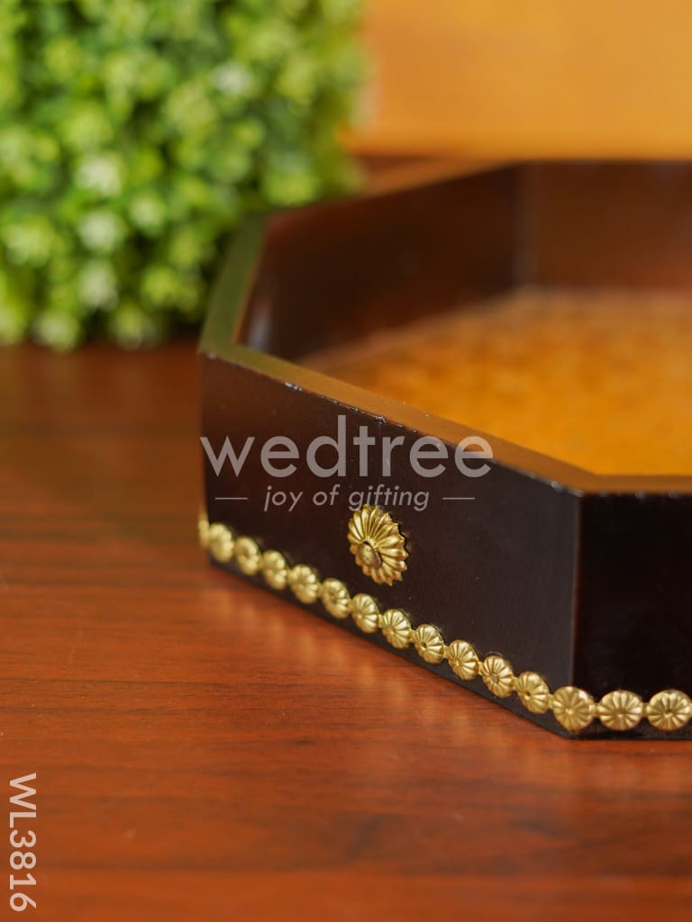 Brass Fitted Hexagon Shaped Tray - 13 inch - WL3816