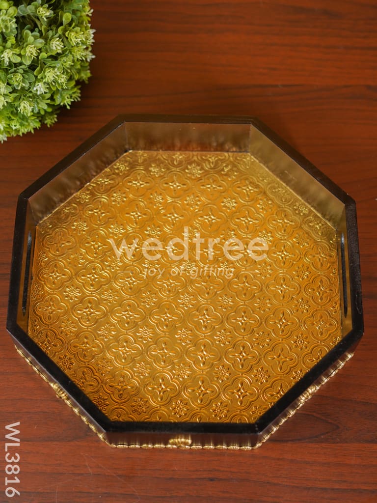 Brass Fitted Hexagon Shaped Tray - 13 inch - WL3816