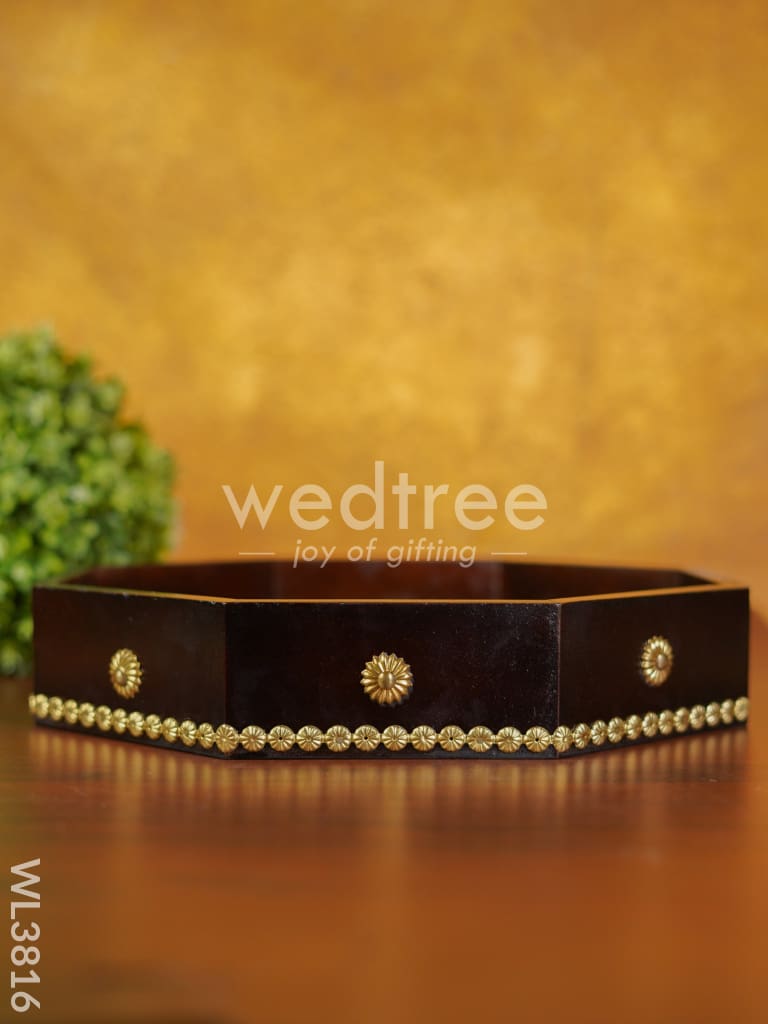 Brass Fitted Hexagon Shaped Tray - 13 inch - WL3816