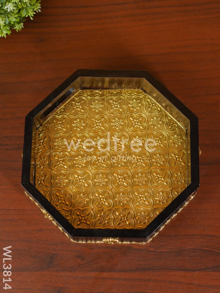 Brass Fitted Hexagon Shaped Tray - 9 inch - WL3814