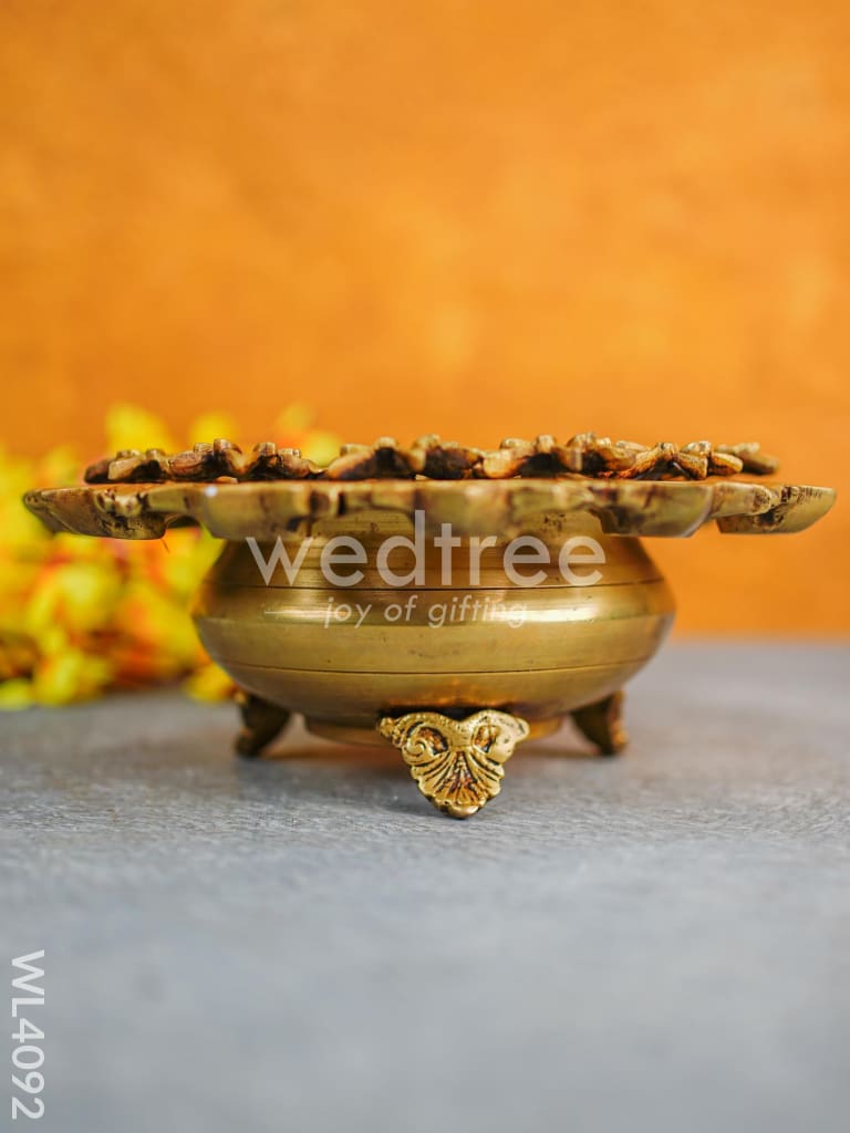 Brass Floral Urli with Diyas - WL4092