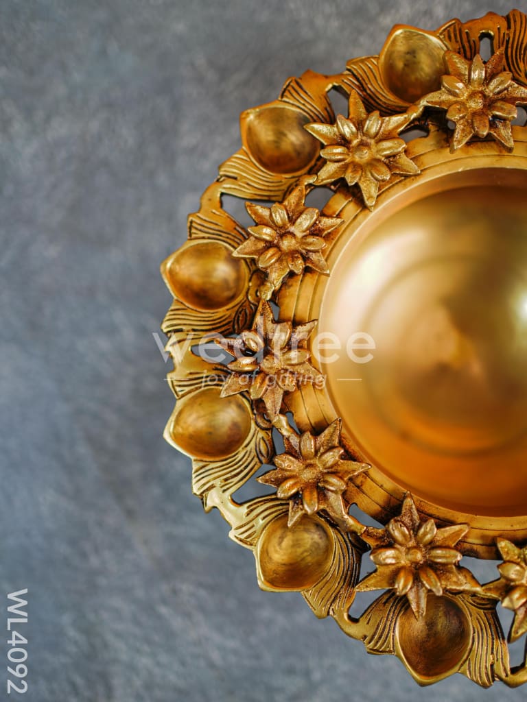 Brass Floral Urli with Diyas - WL4092