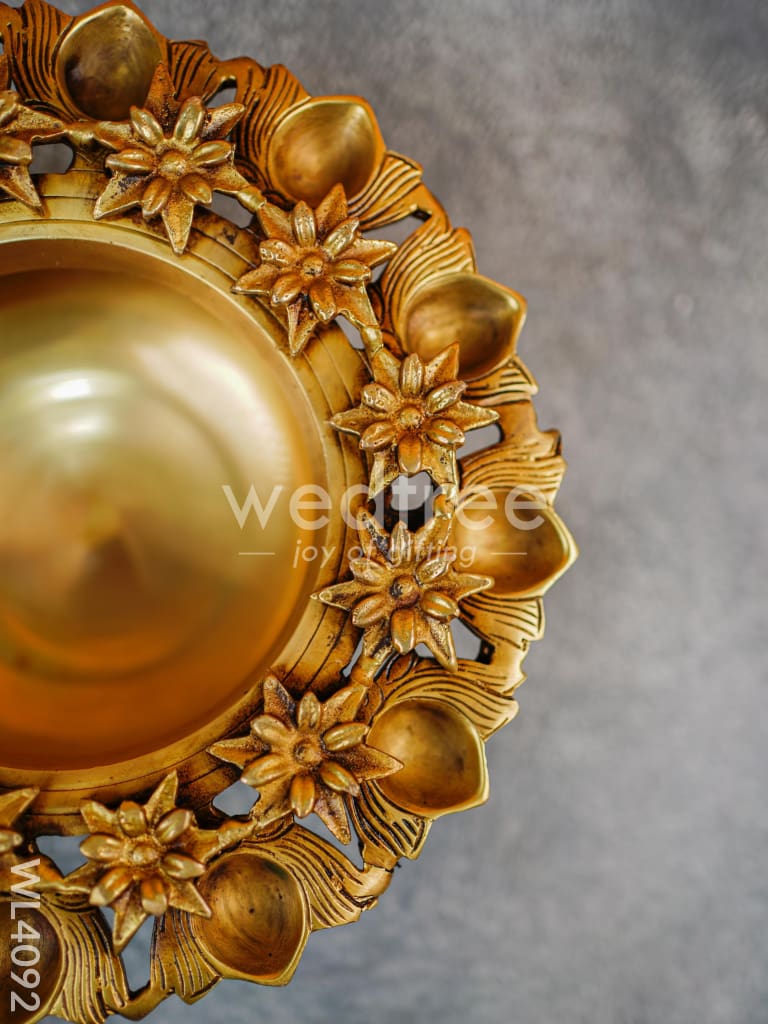 Brass Floral Urli with Diyas - WL4092