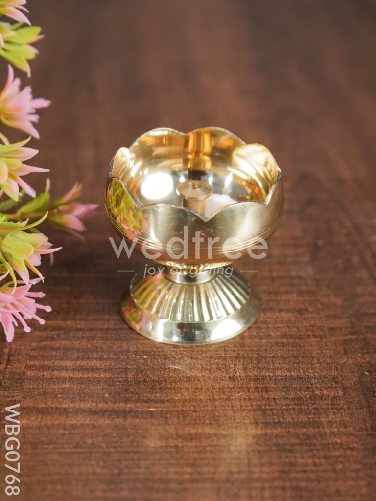 Brass Flower Diya with Stand (small) - WBG0768