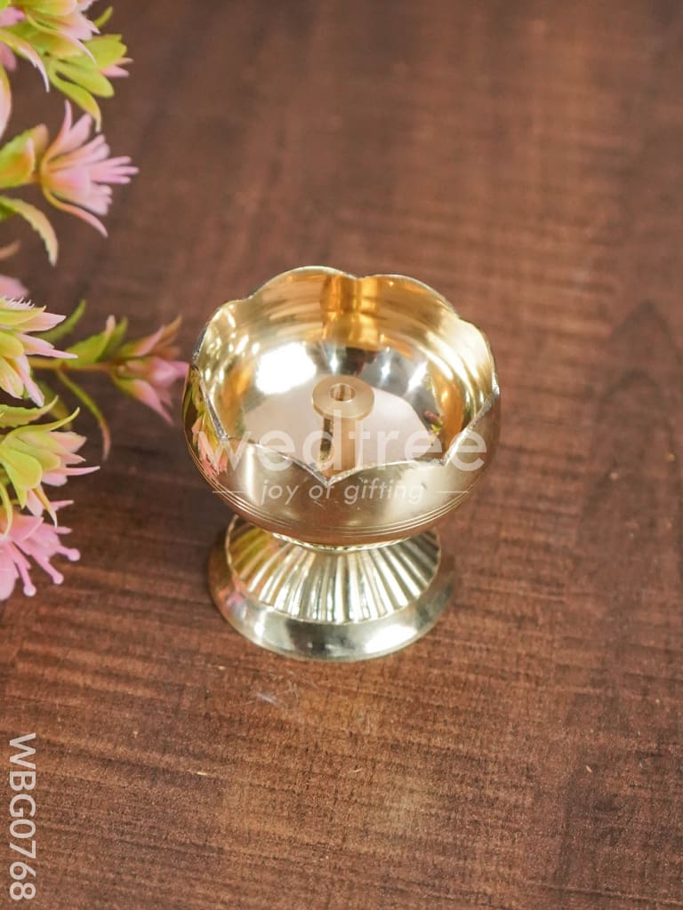 Brass Flower Diya with Stand (small) - WBG0768