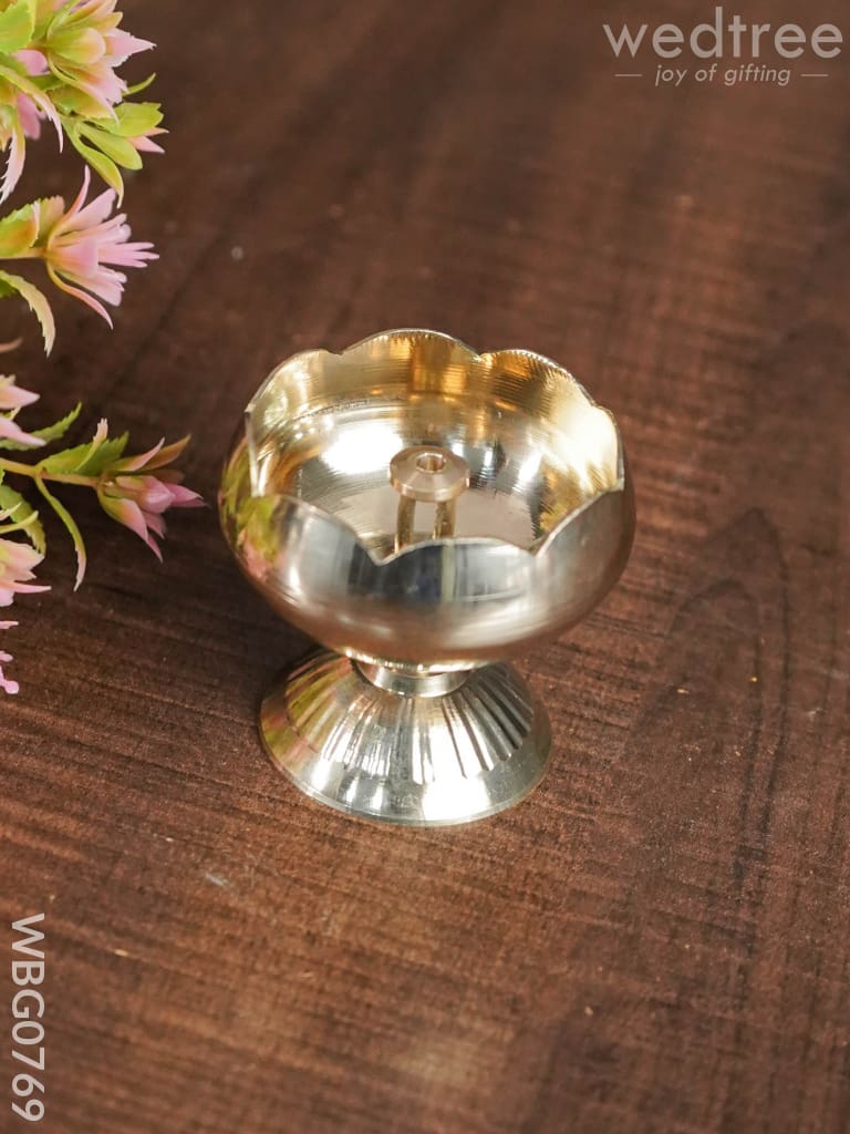 Brass Flower Diya with Stand - WBG0769
